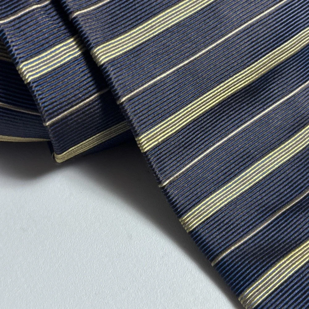 Brooks Brothers Makers‎ Tie Navy Gold Striped 100% Silk Classic Business USA